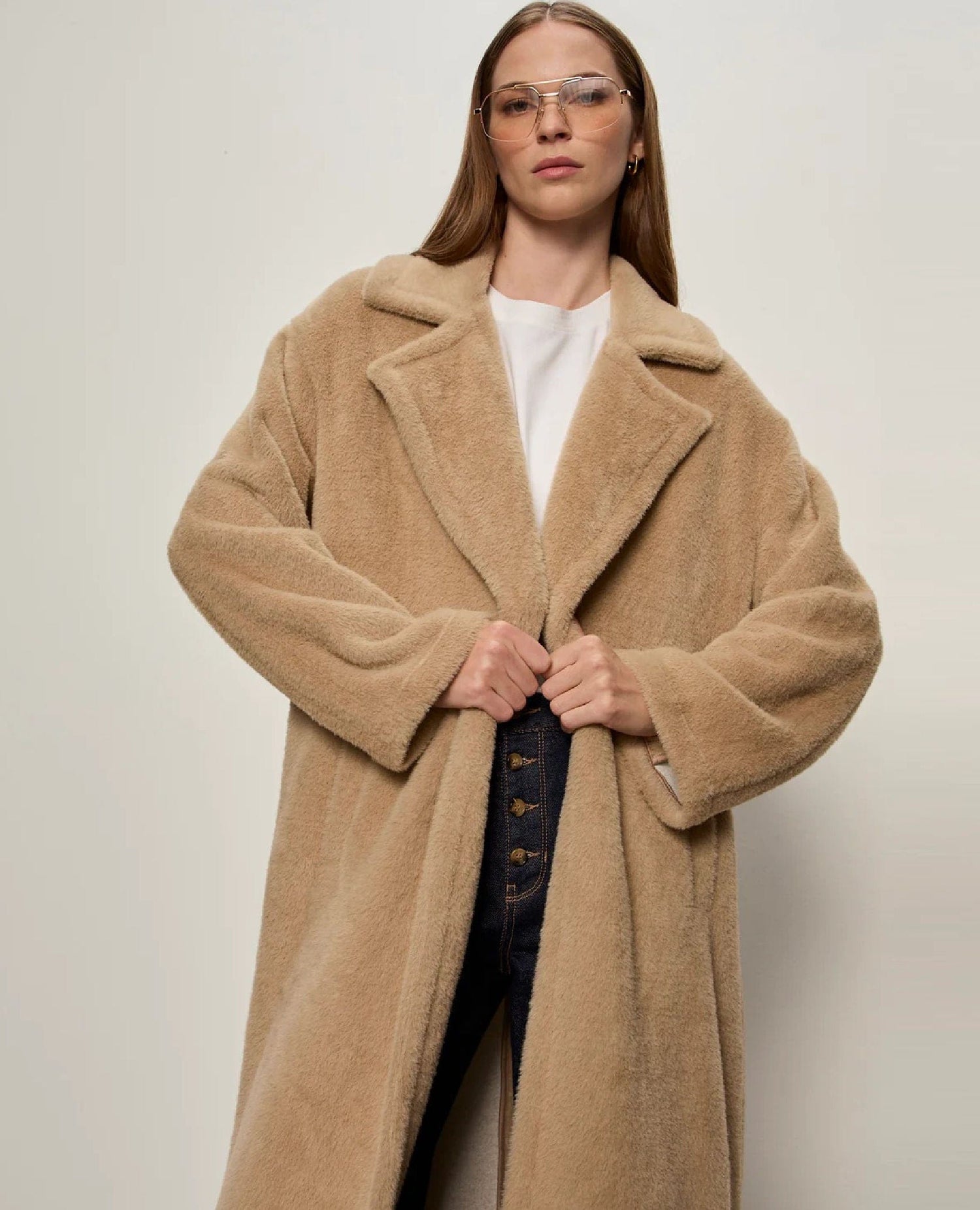 Live in Fur Coat Warm Camel