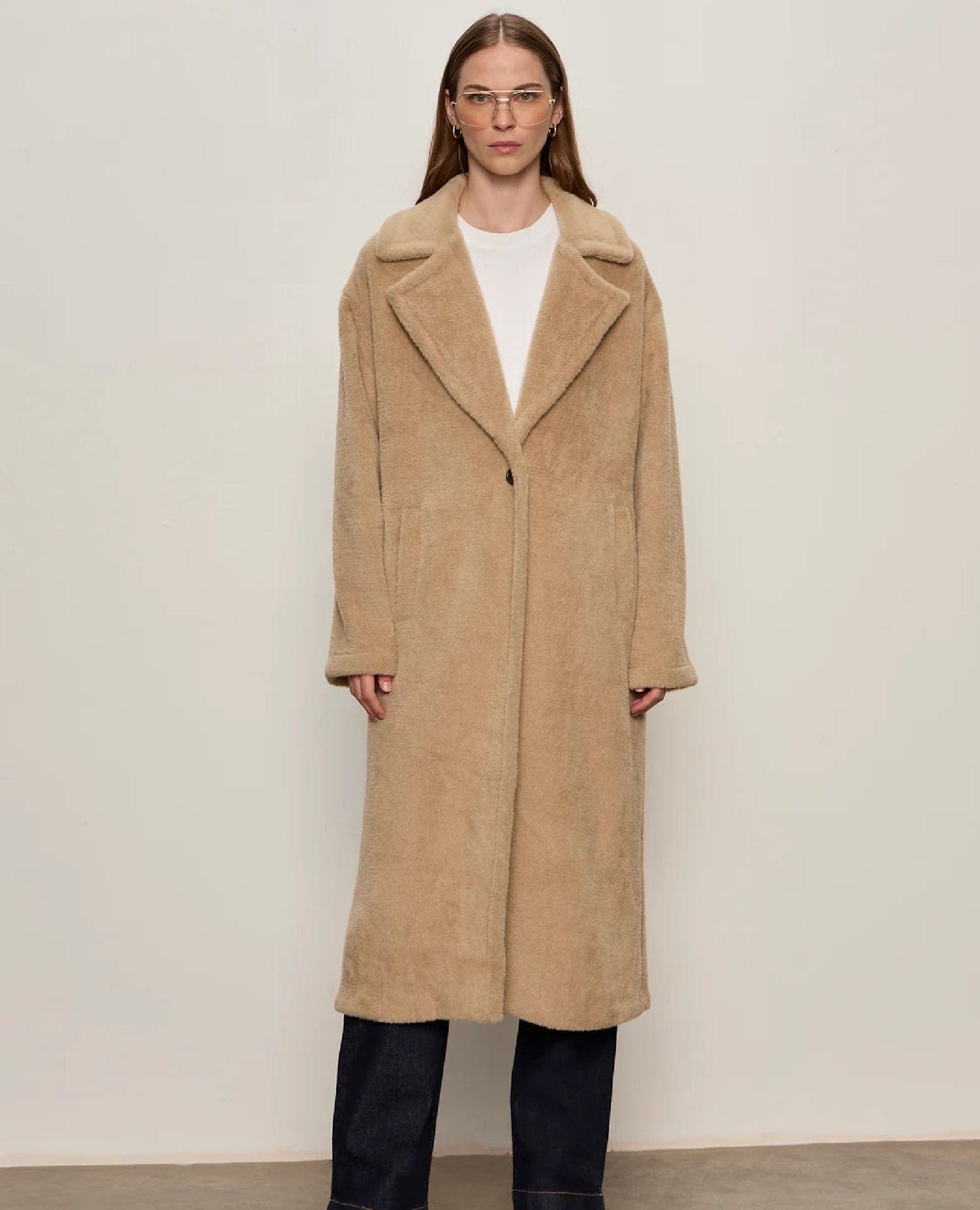 Live in Fur Coat Warm Camel