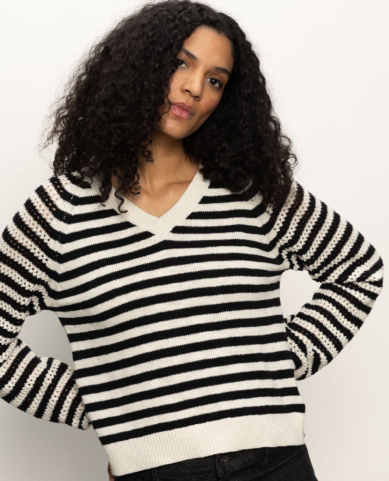 Perfect Time Sweater Stripe Chalk