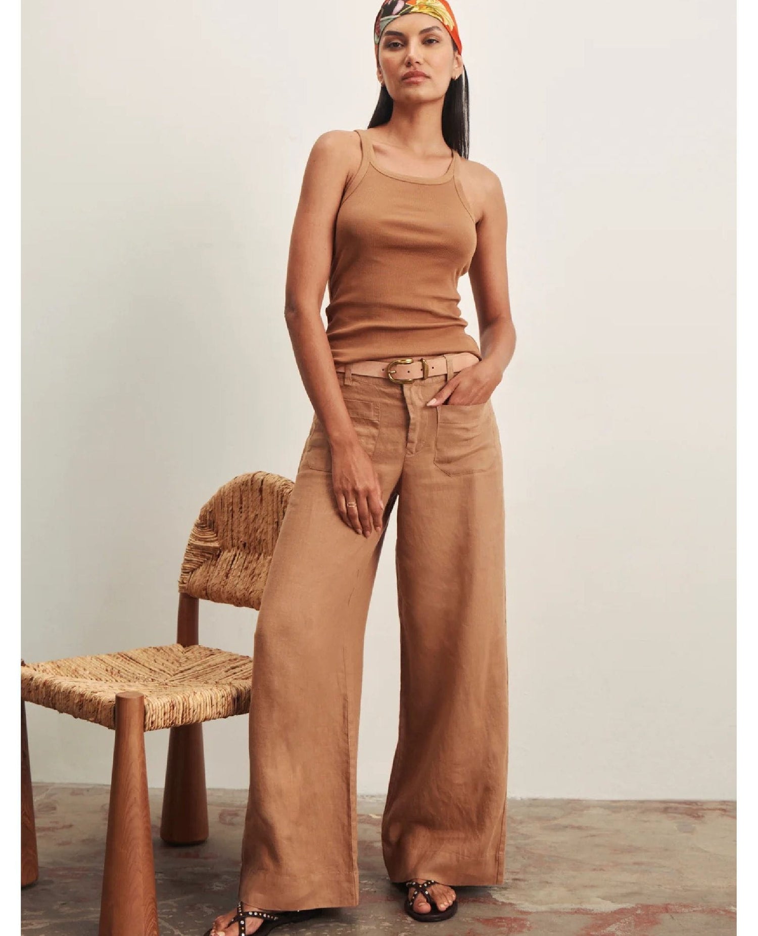 Linen Marine Wide Leg Pant Toasted Coconut