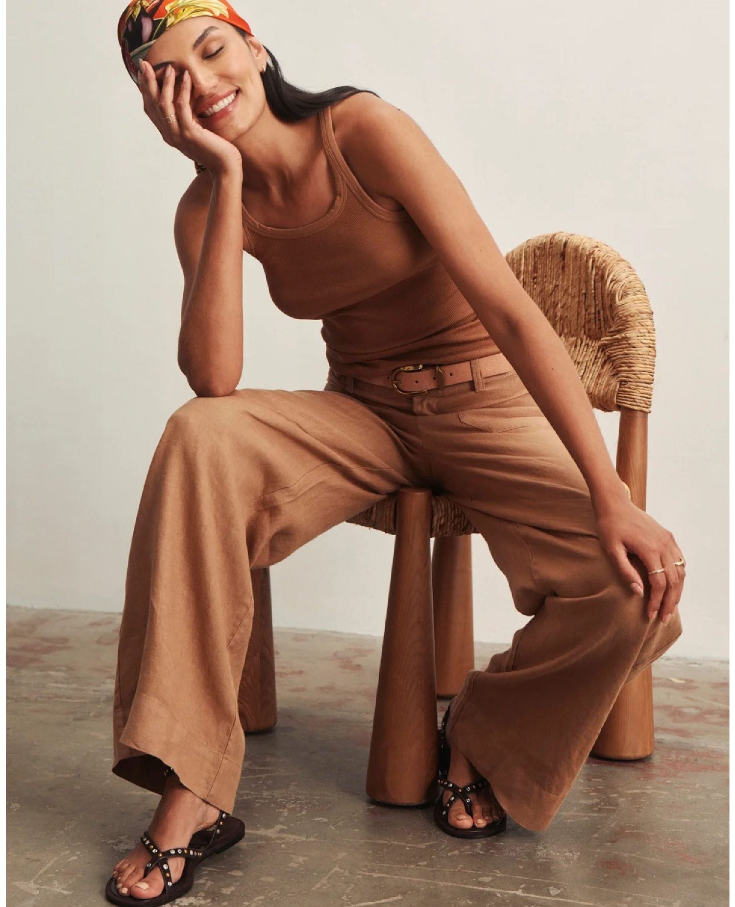 Linen Marine Wide Leg Pant Toasted Coconut