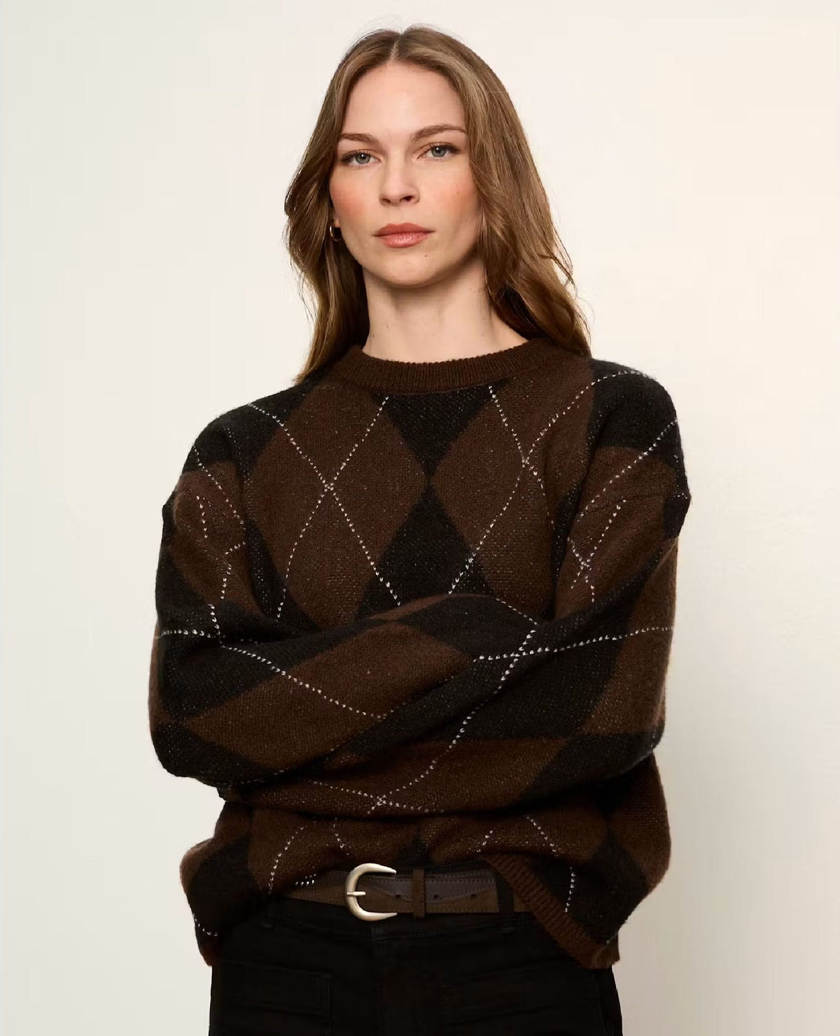 Espresso Argyle Soft Sweater