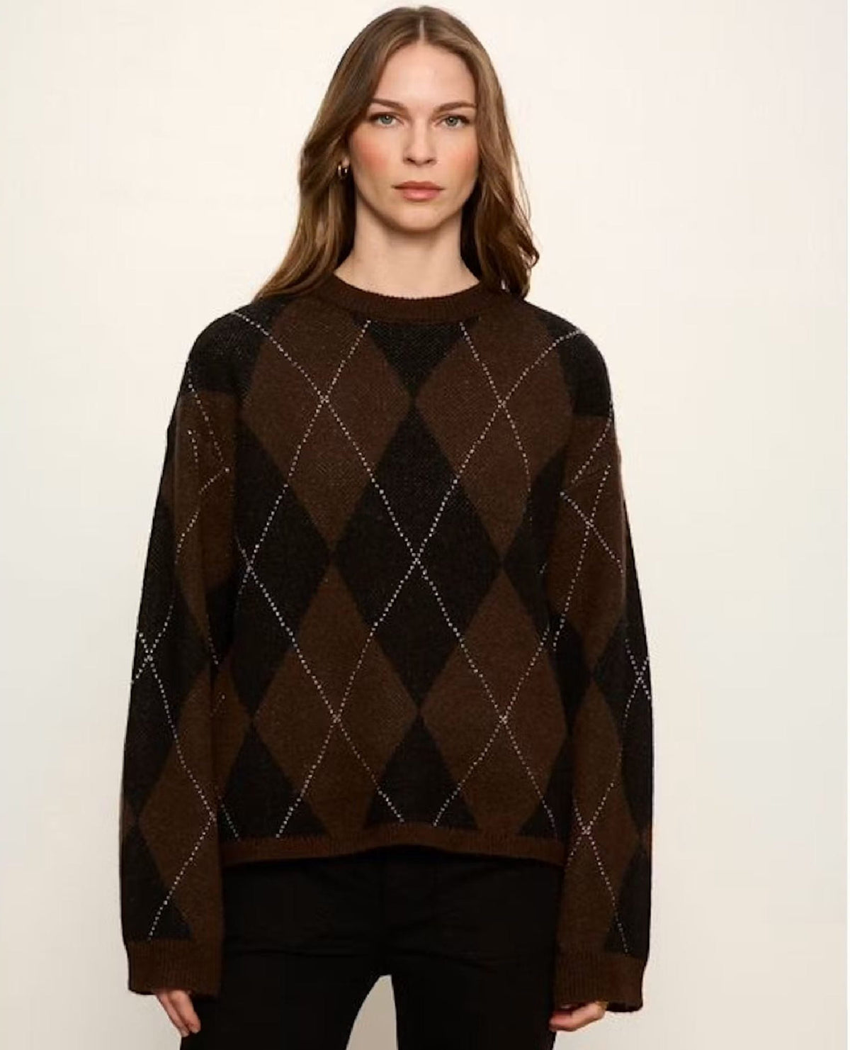 Espresso Argyle Soft Sweater