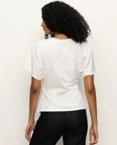 Shirred Waist Dolman Tee White