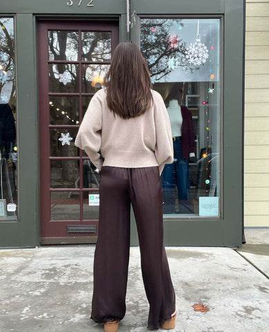 Silky Drawstring Pant Chocolate