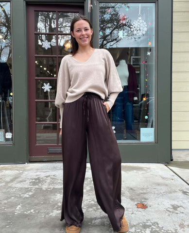 Silky Drawstring Pant Chocolate