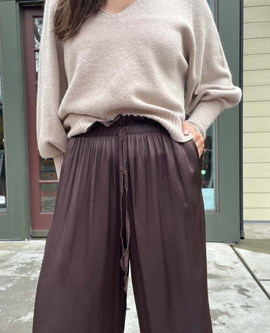 Silky Drawstring Pant Chocolate