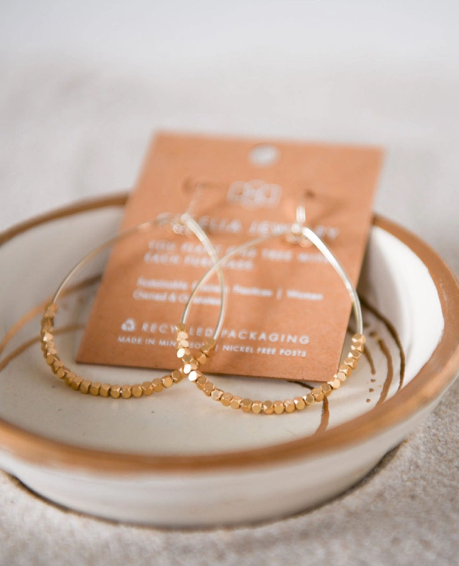 Silver Teardrop Earrings with Gold Beads