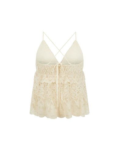 Irma Lace Halter Top Pearl