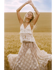 Irma Lace Halter Pearl Top