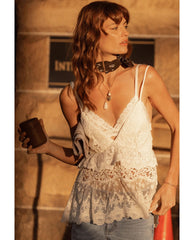 Irma Lace Halter Pearl Top