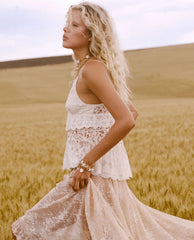 Irma Lace Halter Pearl Top