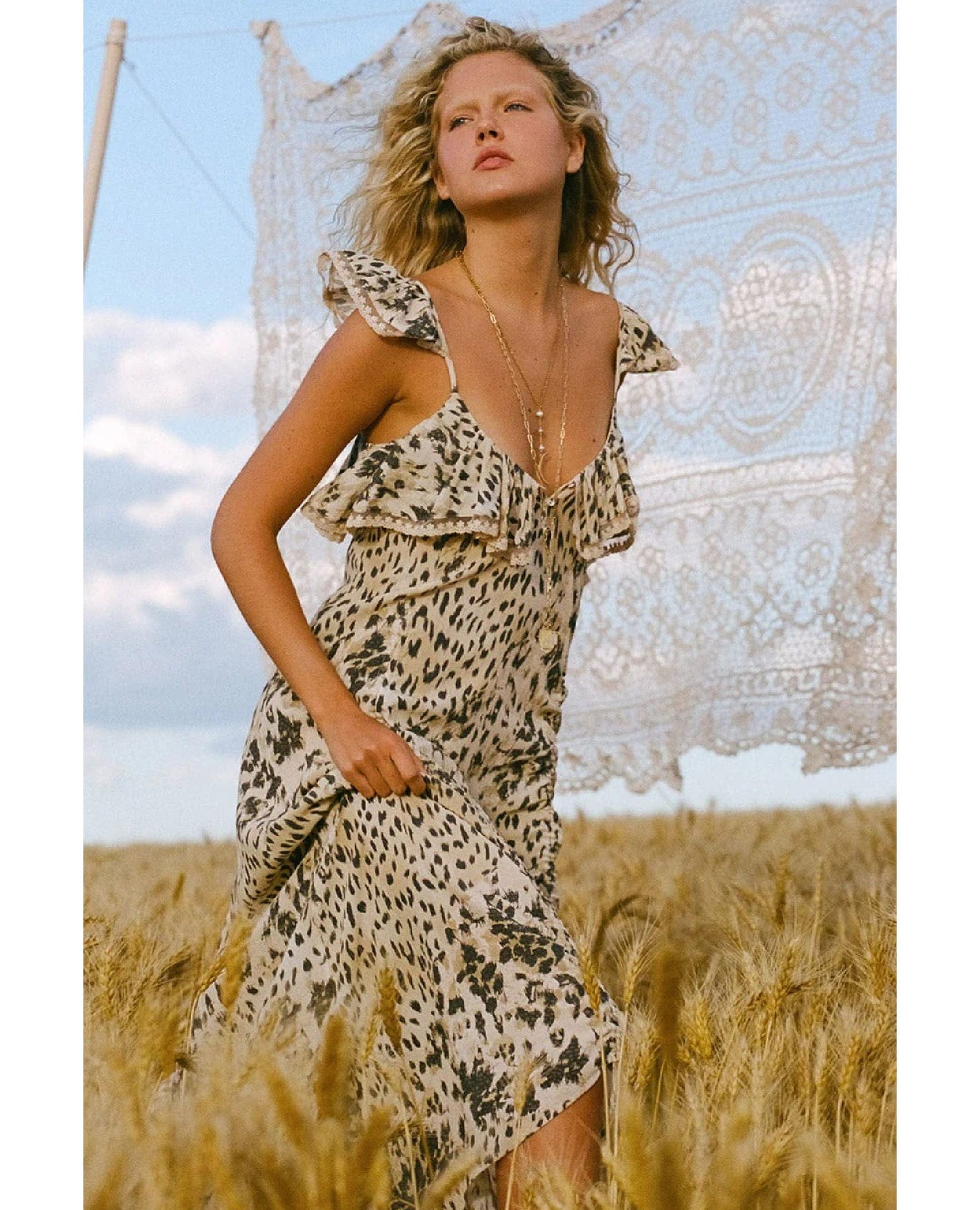 Snow Leopard Strappy Gown