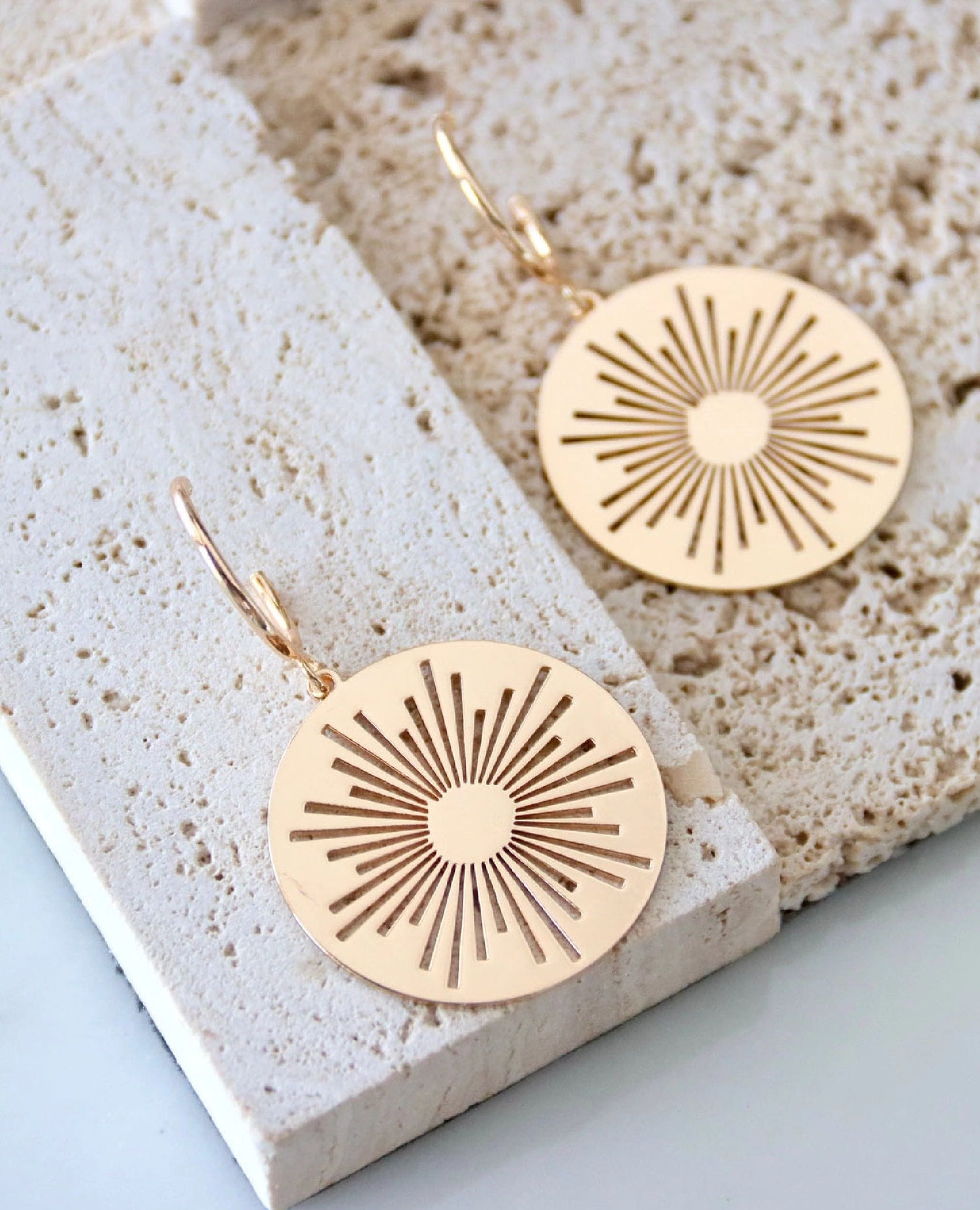Sunburst Coin Hoop Earrings