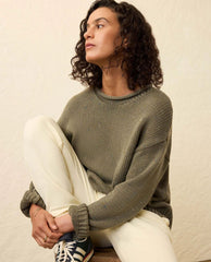 Sunwashed Cotton Roll Neck Sweater Sage
