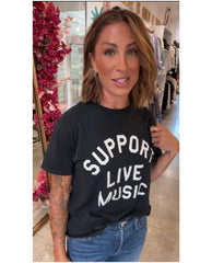 Support Live Music Cut Off Black Tee