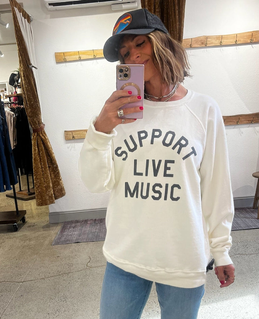 Support Live Music Sweatshirt Vintage Ivory
