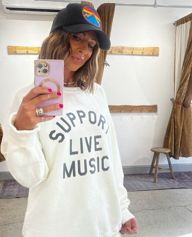 Support Live Music Sweatshirt Vintage Ivory