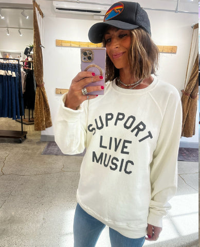 Support Live Music Sweatshirt Vintage Ivory