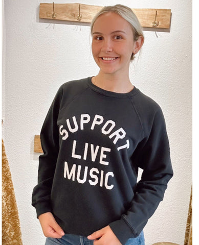Support Live Music Sweatshirt Vintage Black