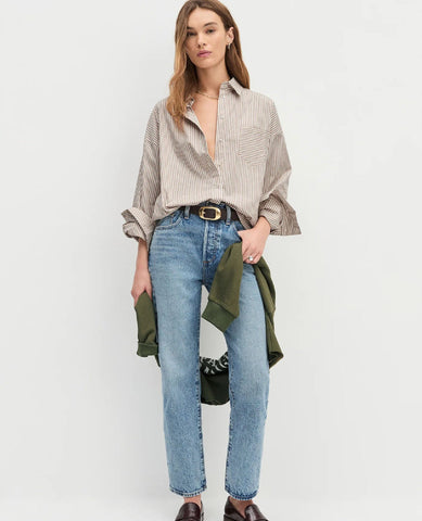 The Beau Shirt Mocha Stripe