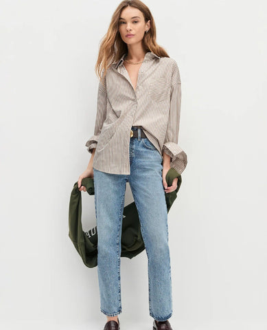 The Beau Shirt Mocha Stripe