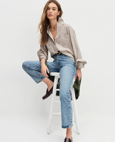 The Beau Shirt Mocha Stripe