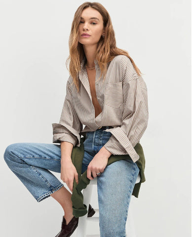 The Beau Shirt Mocha Stripe