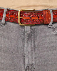 The Eye Opener Beaded Leather Belt Brown