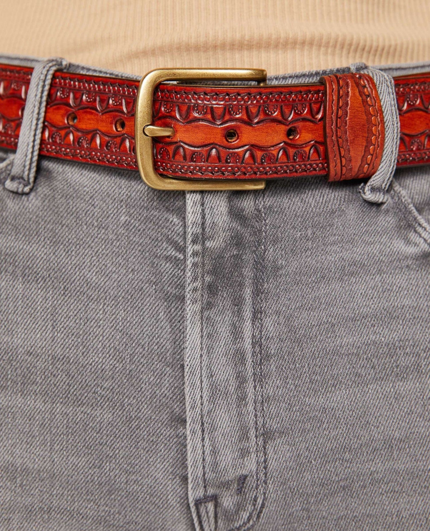 The Eye Opener Beaded Leather Belt Brown