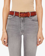 The Eye Opener Beaded Leather Belt Brown