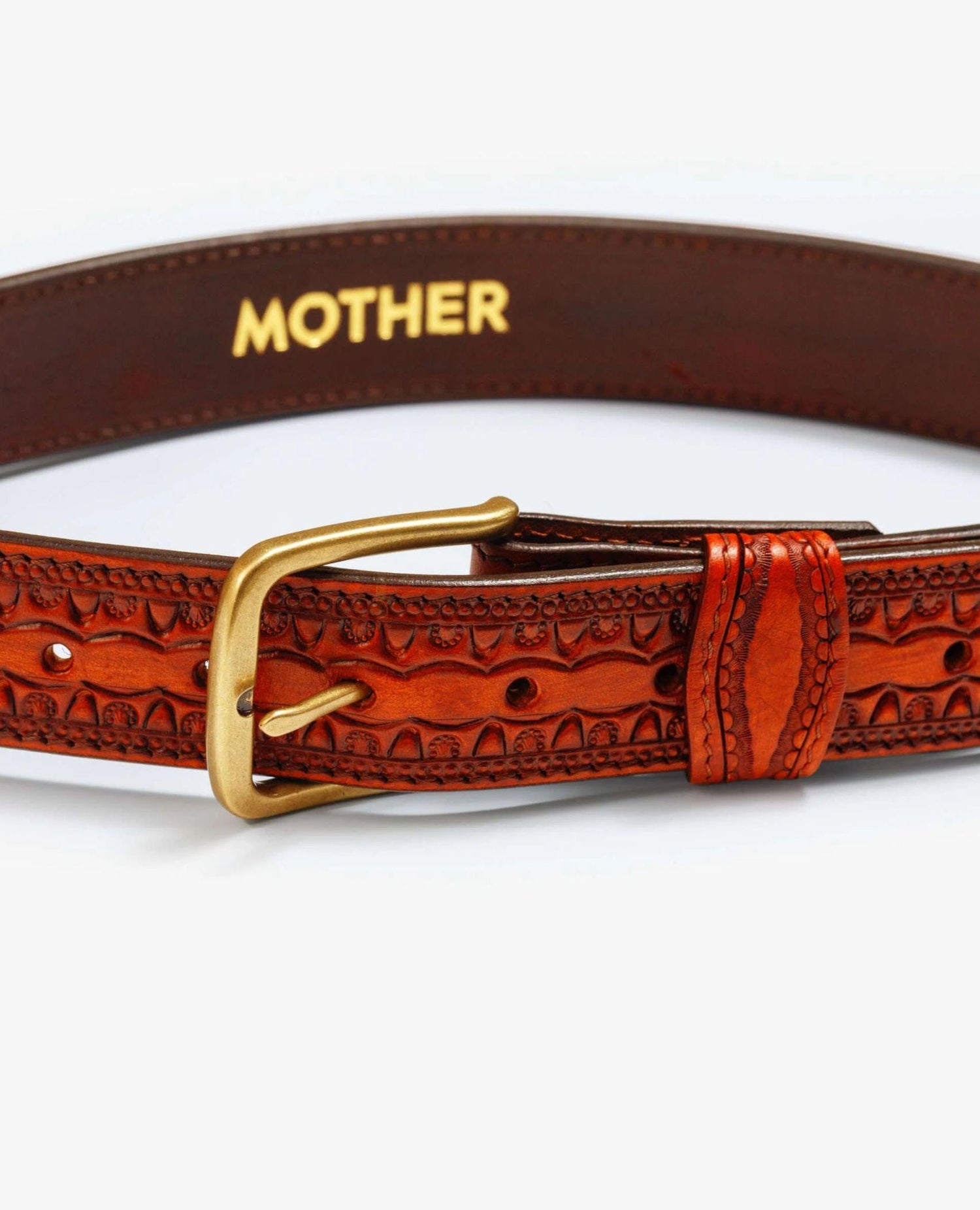 The Eye Opener Beaded Leather Belt Brown