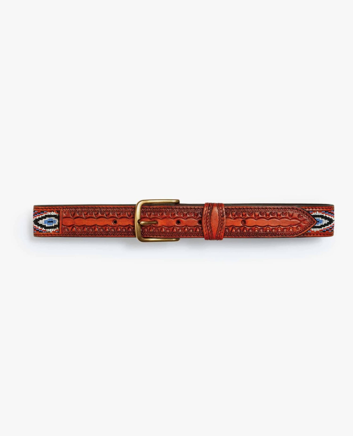 The Eye Opener Beaded Leather Belt Brown