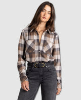 Lewis Long Sleeve Cream Brown Plaid