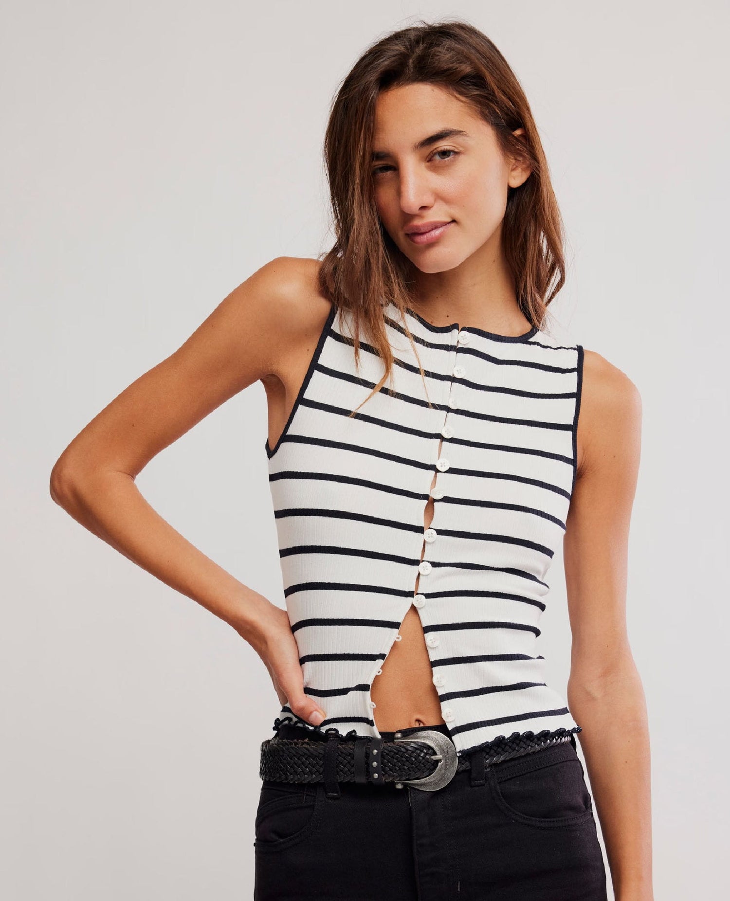 Tilly Striped Tank Black/White Stripe