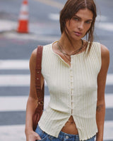 Tilly Button Vest Mellow Yellow