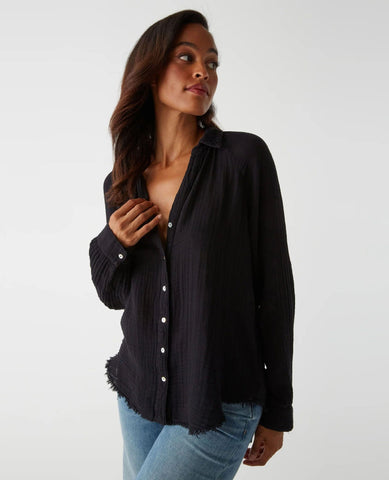 Toni Gauze Button Down Shirt Black