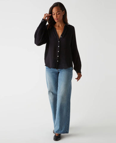 Toni Gauze Button Down Shirt Black