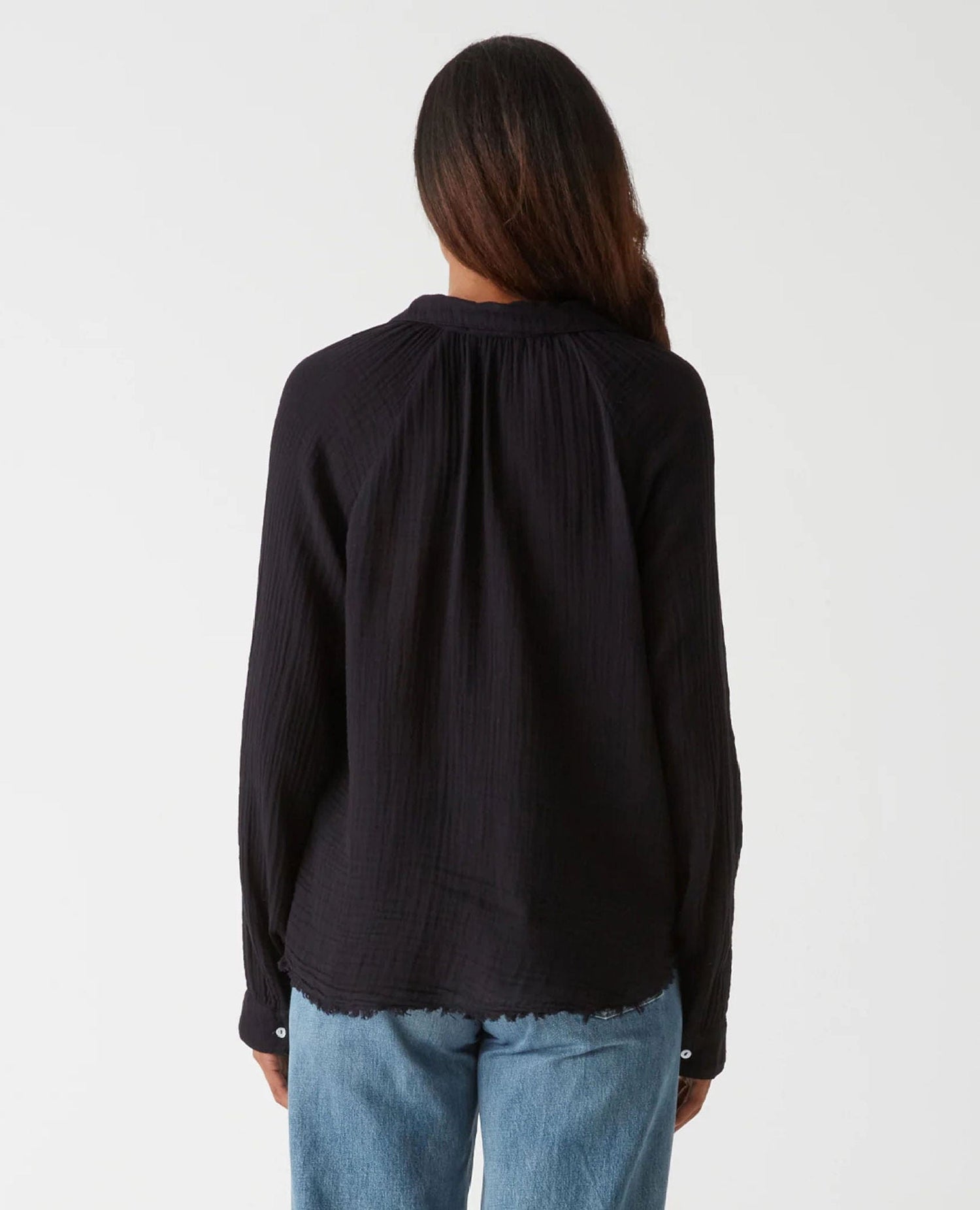 Toni Gauze Button Down Shirt Black