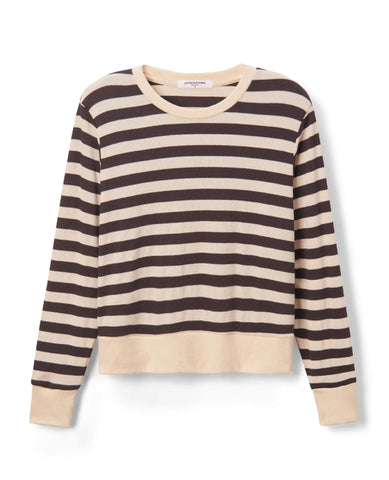 Stef Stripe Luxe Rib Sweatshirt Mocha