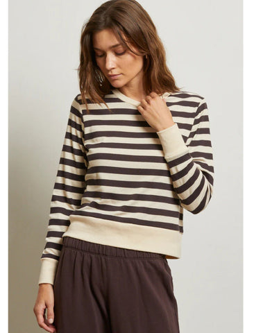 Stef Stripe Luxe Rib Sweatshirt Mocha