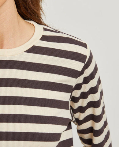 Stef Stripe Luxe Rib Sweatshirt Mocha