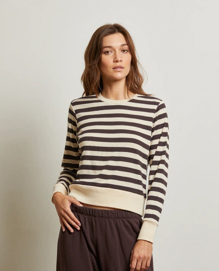 Stef Stripe Luxe Rib Sweatshirt Mocha