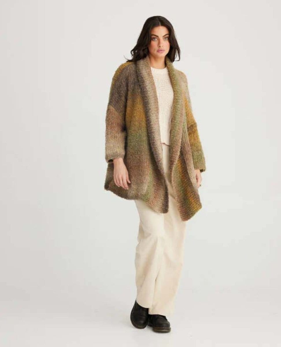 Amara Cozy Cardigan Olive One Size - PINK ARROWS