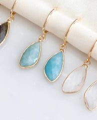 Amazonite Gold Hoop Earrings - PINK ARROWS
