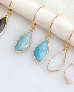 Amazonite Gold Hoop Earrings - PINK ARROWS