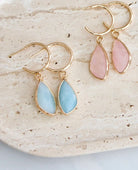 Amazonite Gold Hoop Earrings - PINK ARROWS