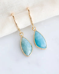 Amazonite Gold Hoop Earrings - PINK ARROWS
