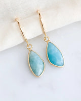 Amazonite Gold Hoop Earrings - PINK ARROWS