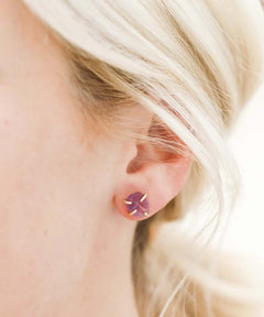 Amethyst Gemstone Prong Earrings - PINK ARROWS